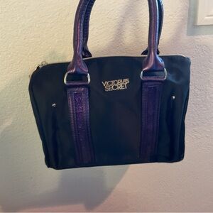 Victoria's Secret Black Satchel with Purple Accents